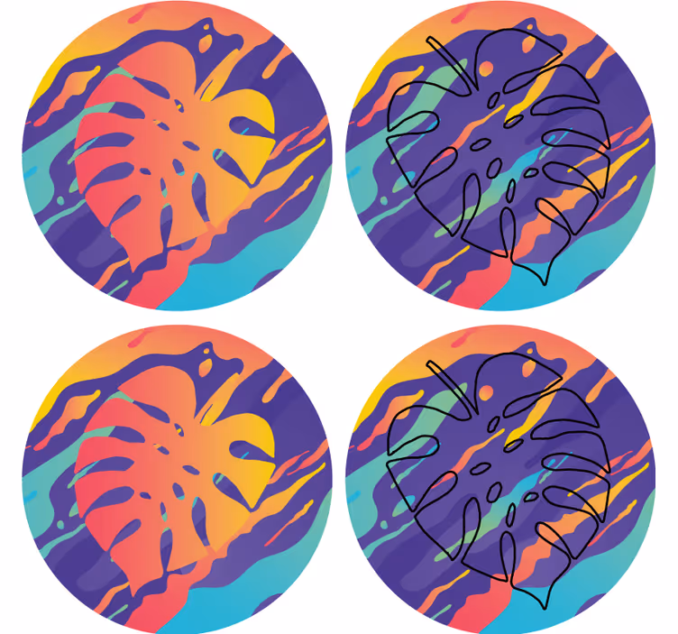 Onderzetters met kleurrijke bladpatronen - TenStickers