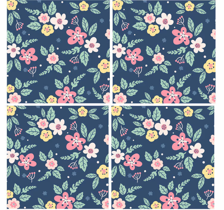 Moderne onderzetters met bloemenpatroon ontwerp - TenStickers