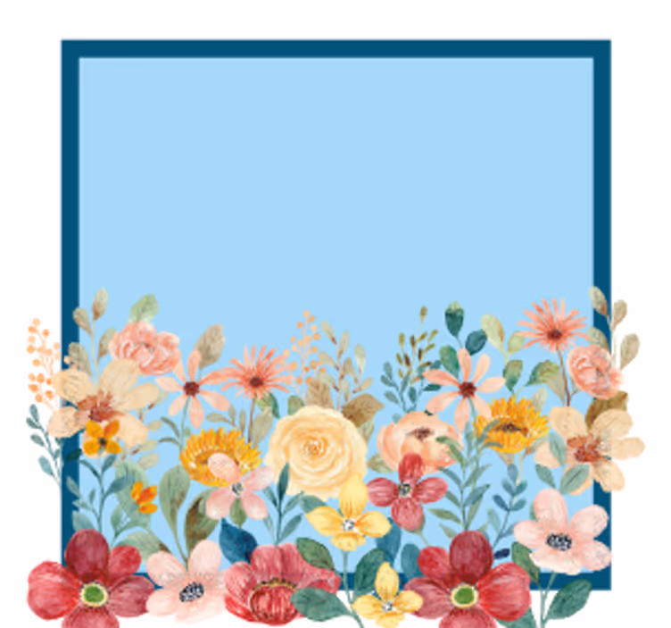 Gepersonaliseerde onderzetters bloemenrand ontwerp - TenStickers