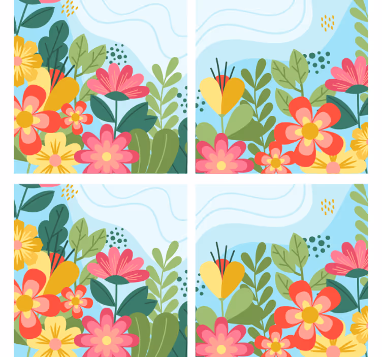 Moderne onderzetters levendige bloesem compositie - TenStickers