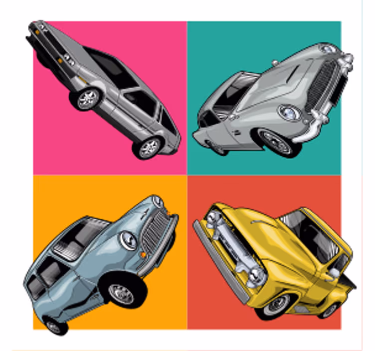 Vintage onderzetters classic car quartet - TenStickers