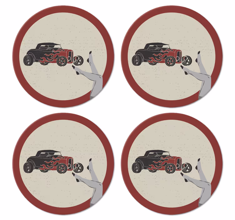 Vintage onderzetters vurig heet rod - TenStickers