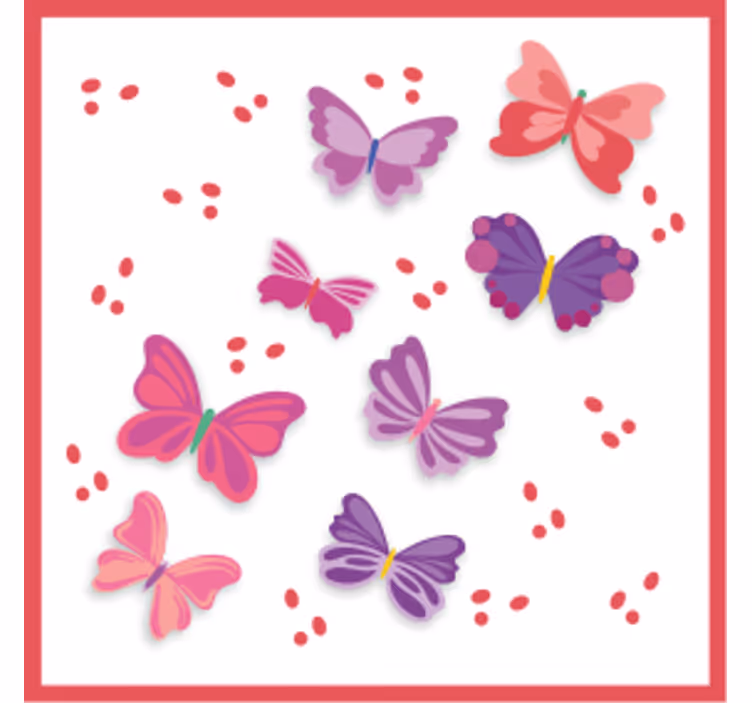Enge onderzetters met levendige vlinderillustraties - TenStickers