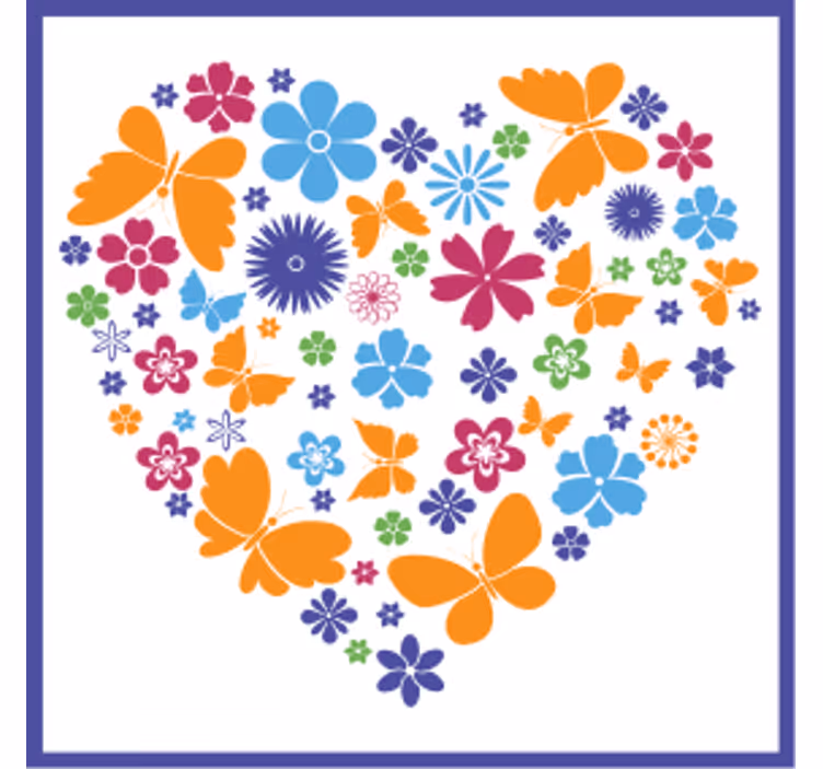 Moderne onderzetters bloemig hart arrangement - TenStickers