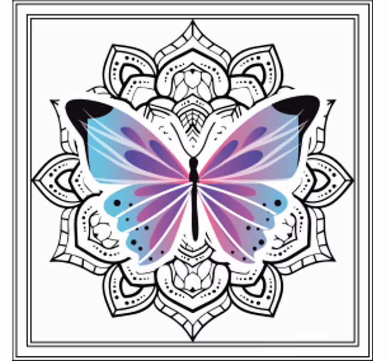 Onderzetters kleurrijke vlinder mandala - TenStickers