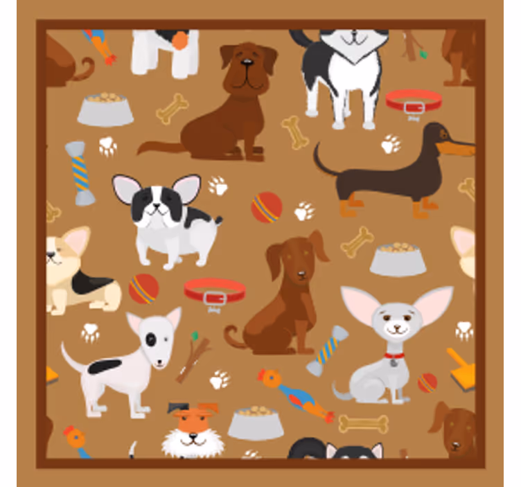 Moderne onderzetters met speelse hond illustraties - TenStickers
