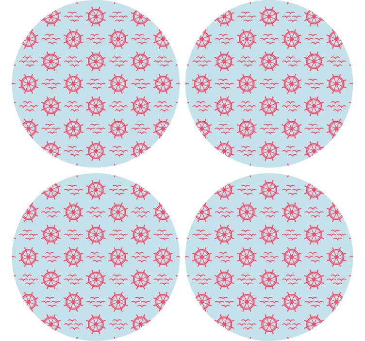 Enge onderzetters met nautisch wielpatroon - TenStickers