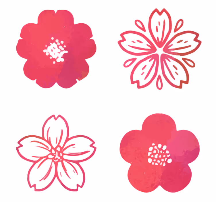 Moderne onderzetters met roze bloemelementen - TenStickers