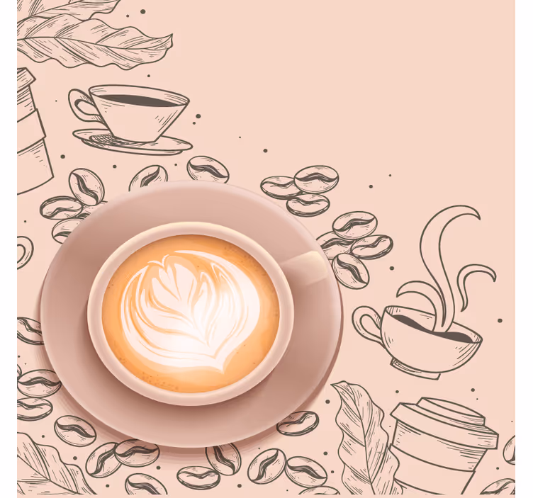 Moderne onderzetters elegante koffiekop kunst - TenStickers