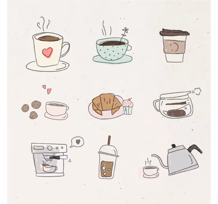 Moderne onderzetters drankillustratie collage - TenStickers