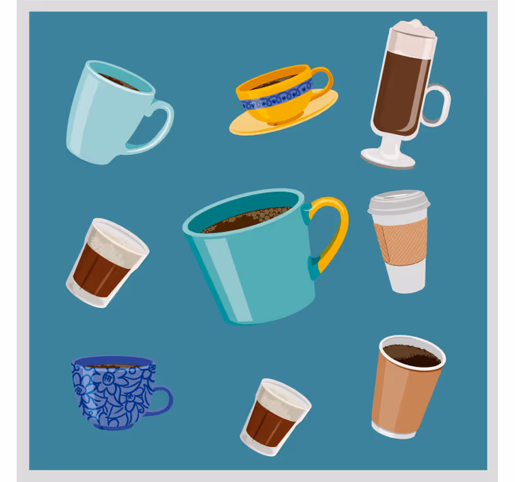 Moderne onderzetters voor diverse koffiemokken - TenStickers
