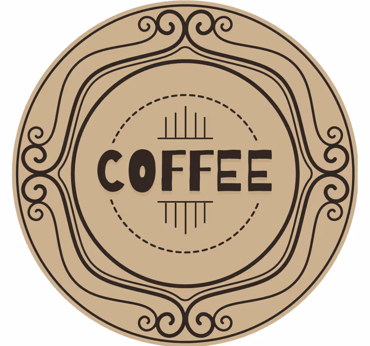 Gepersonaliseerde onderzetters elegant koffie cirkel embleem - TenStickers