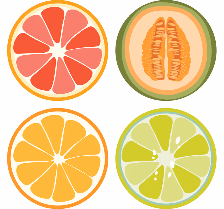 Enge onderzetters fruit schijfjes coasters - TenStickers