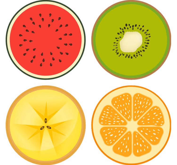 Moderne onderzetters fruit schijfjes set - TenStickers