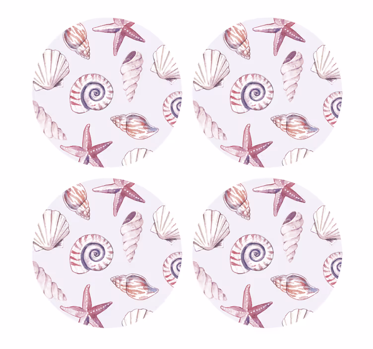 Enge onderzetters met schelpen en sterrenvispatronen - TenStickers