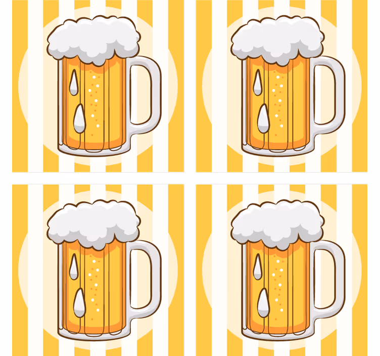 Bier onderzetters met geïllustreerde biermok - TenStickers