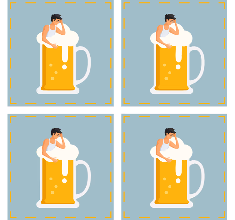 Bier onderzetters relaxte biermok illustratie - TenStickers
