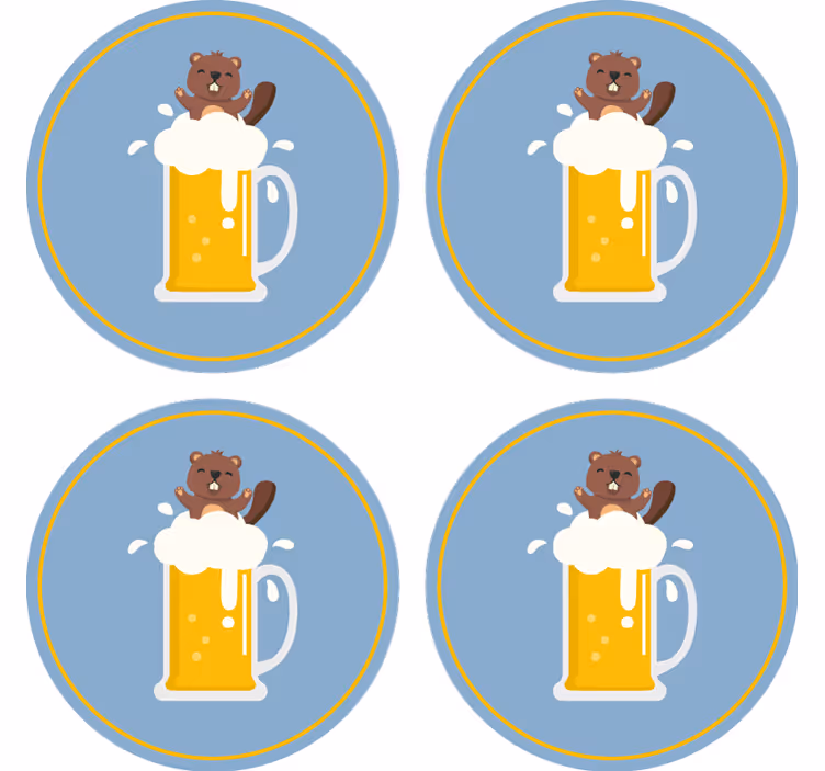 Bier onderzetters cheerful beaver mok - TenStickers