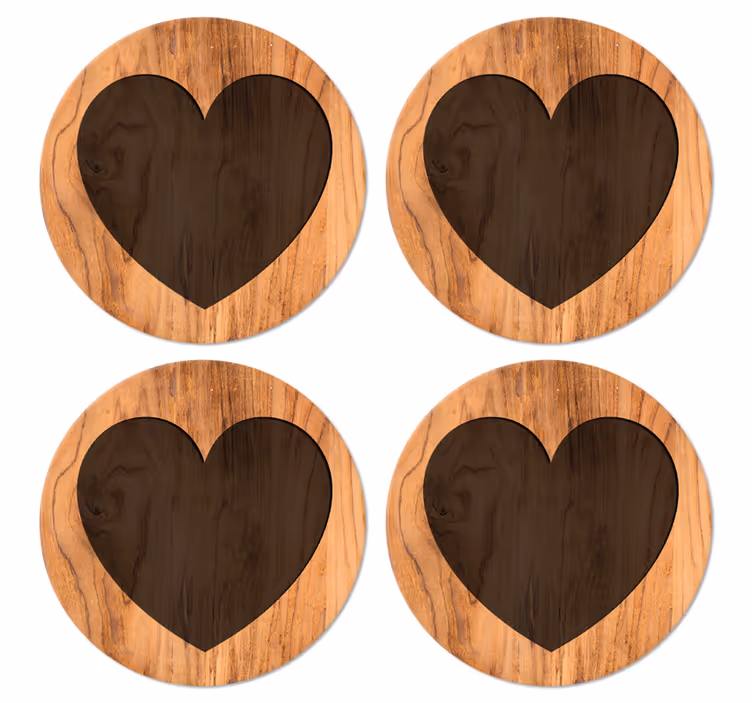 Onderzetters met texturen Hart met houten structuur - TenStickers