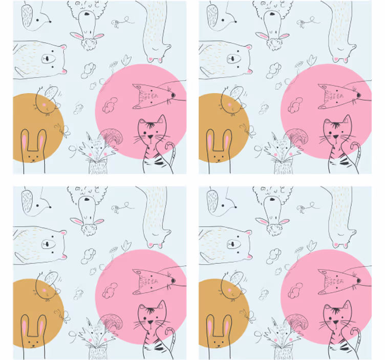 Enge onderzetters met speelse dierenillustraties - TenStickers