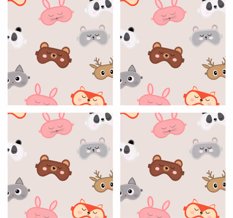 Enge onderzetters schattige dierengezichten collectie - TenStickers