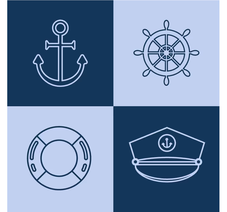 Moderne onderzetters met anker en maritieme iconen - TenStickers