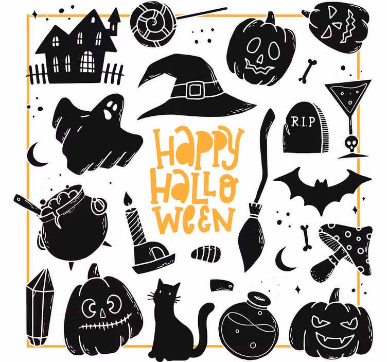Halloween onderzetters met spookachtige illustraties - TenStickers