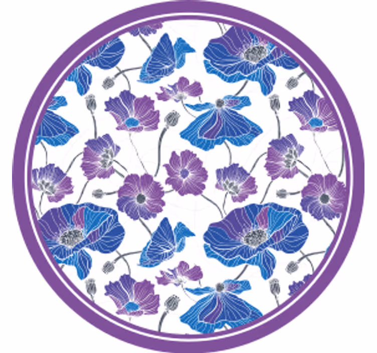 Moderne onderzetters met bloemenmotief en paarse accenten - TenStickers