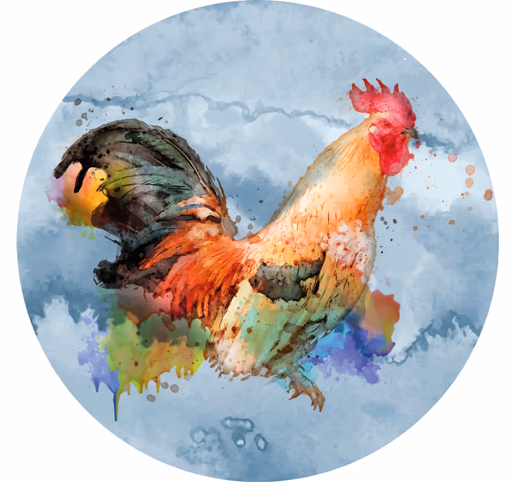 Enge onderzetters met levendige haan illustratie - TenStickers