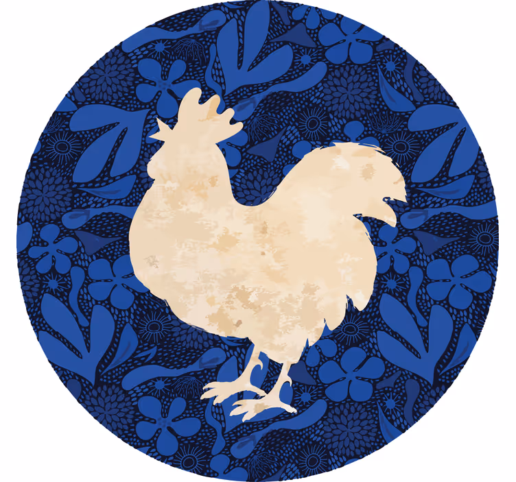 Vintage onderzetters rooster bloemen silhouet - TenStickers