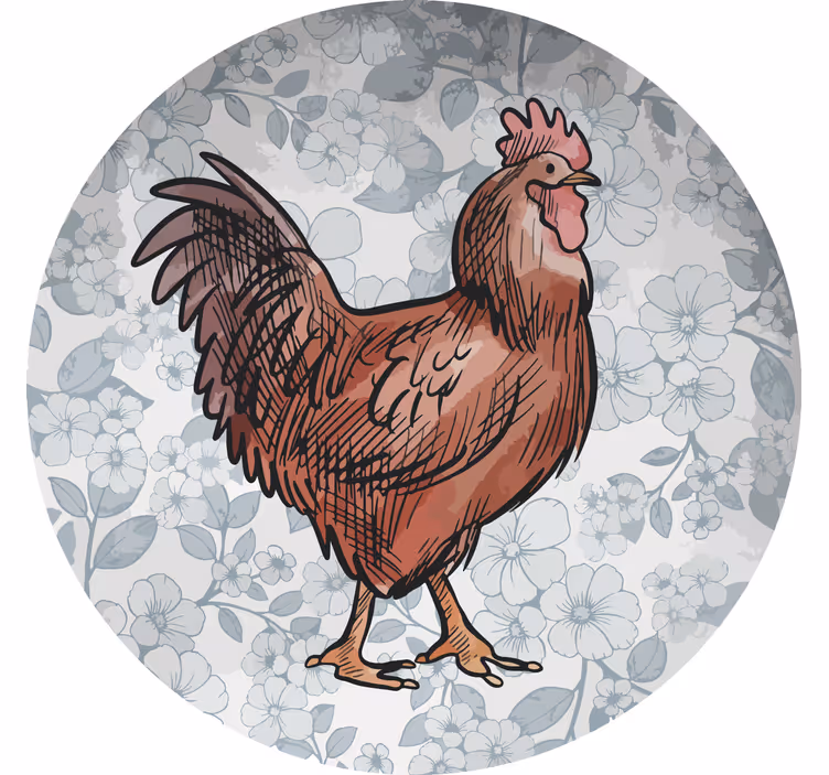 Moderne onderzetters met bloemige kip illustratie - TenStickers