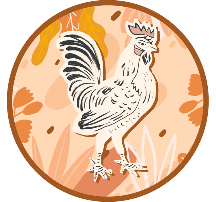 Enge onderzetters met gestileerde haan illustratie - TenStickers