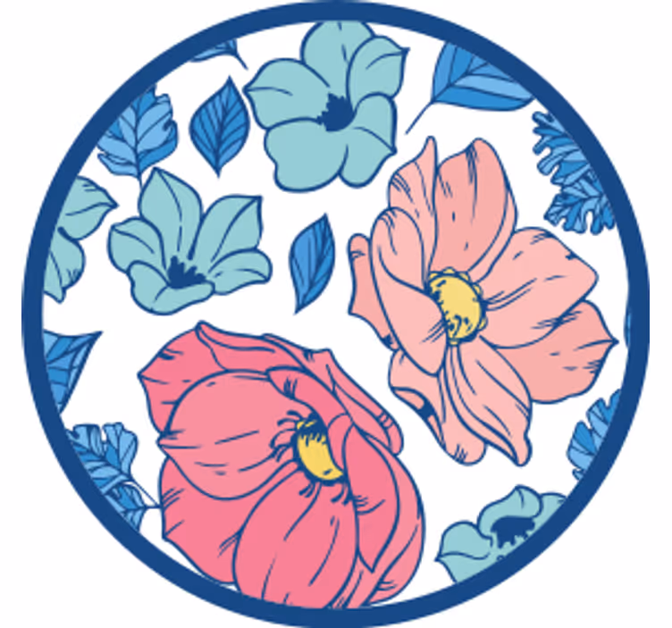 Moderne onderzetters met bloemmotief cirkel - TenStickers