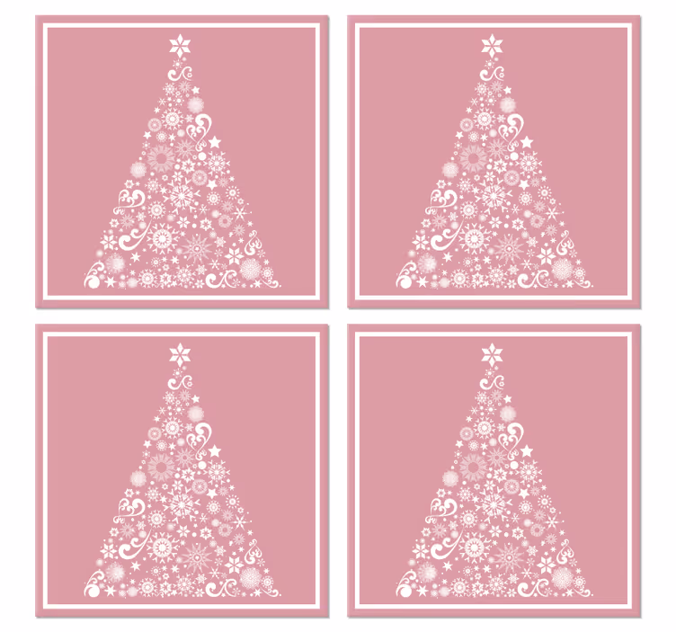 Kerst onderzetters Feestelijke boom op roze - TenStickers