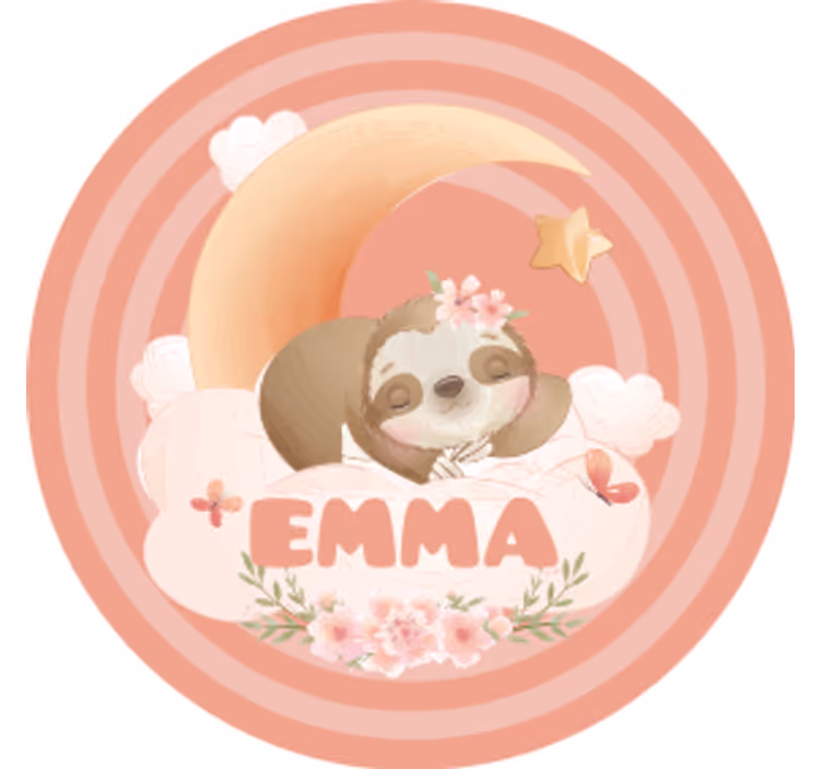 Gepersonaliseerde onderzetters sloth maan bloemig - TenStickers