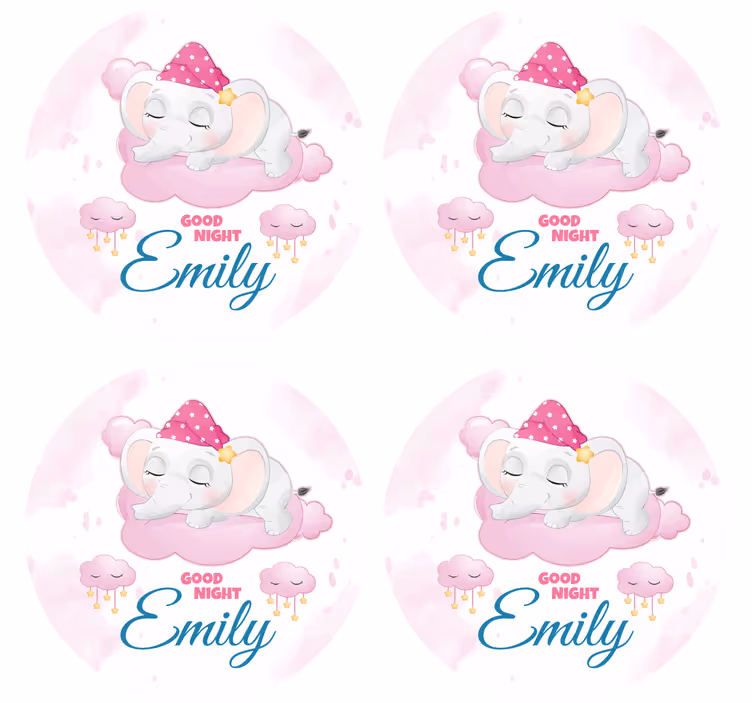Gepersonaliseerde onderzetters sleepy elephant design - TenStickers