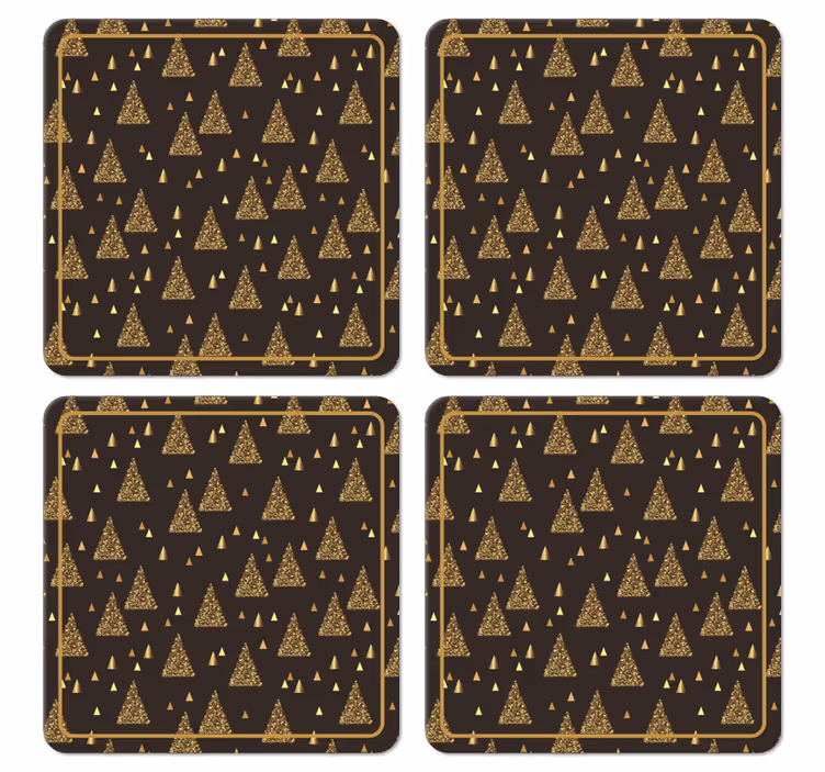 Kerst onderzetters Elegante gouden kerstbomen - TenStickers