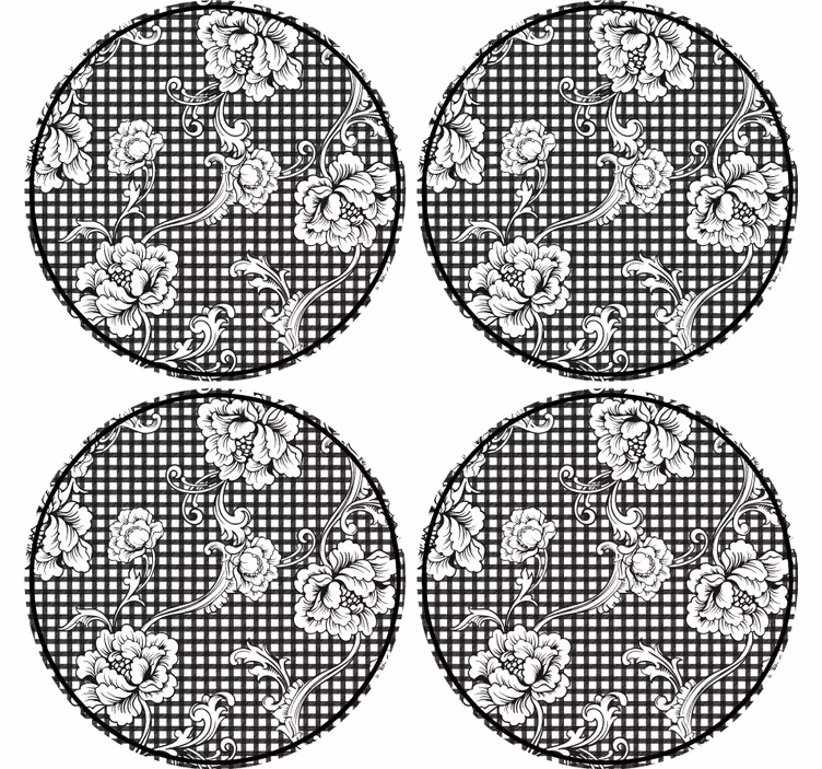 Onderzetters bloemig ruitpatroon - TenStickers