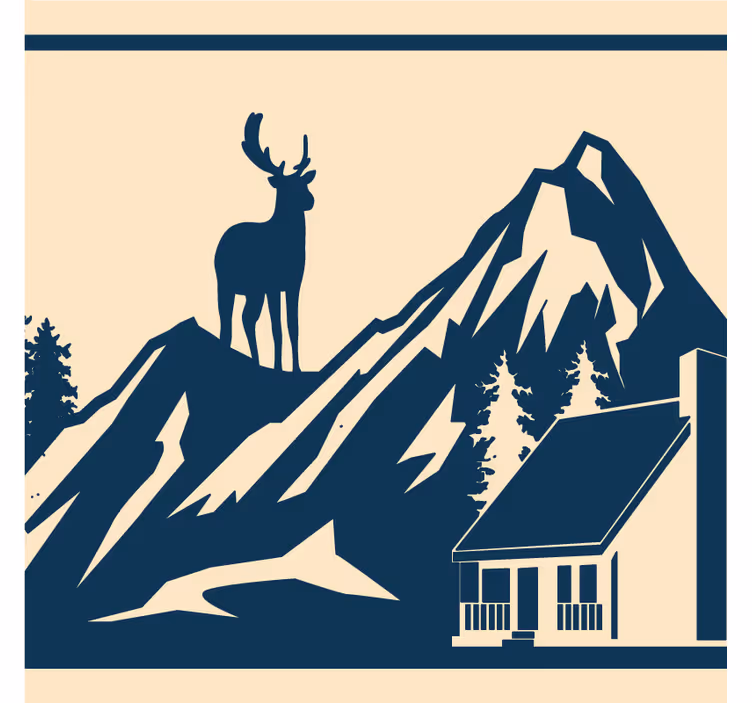 Vintage onderzetters berglandschap met hert - TenStickers