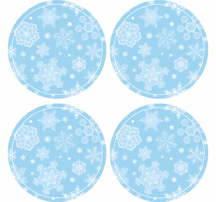 Kerst onderzetters sneeuwvlokpatroon cirkel - TenStickers