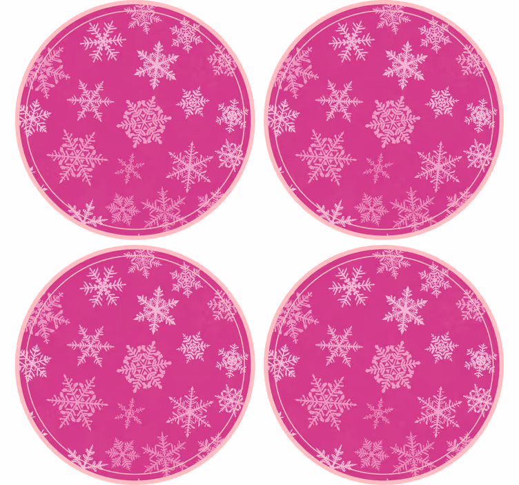 Kerst onderzetters met sneeuwvlokpatroon rond dienblad - TenStickers