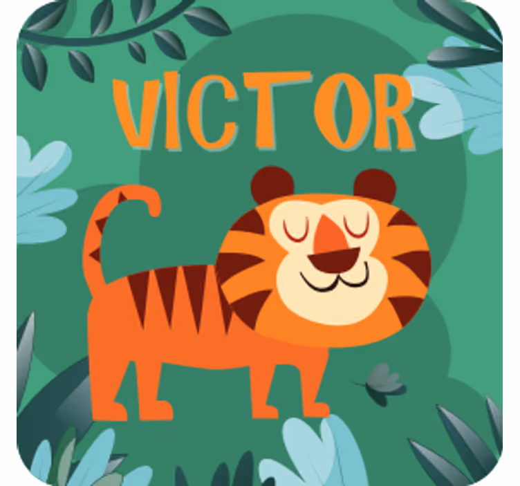 Gepersonaliseerde onderzetters vrolijke tijger illustratie - TenStickers