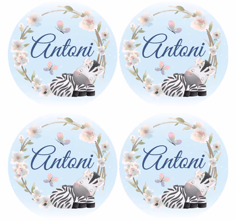 Gepersonaliseerde onderzetters zebra illustratie - TenStickers