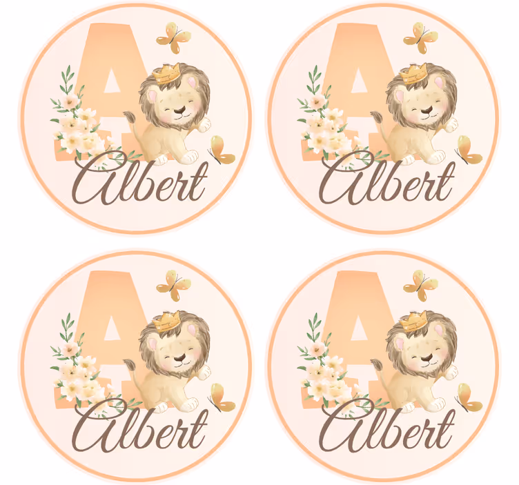 Gepersonaliseerde onderzetters met speelse leeuw ontwerp - TenStickers