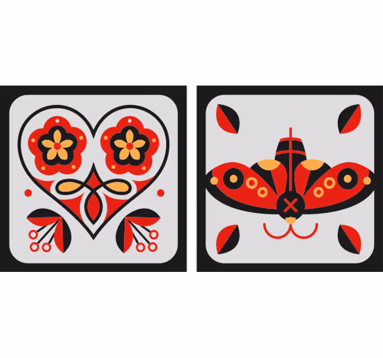 Enge onderzetters met hart en vlinder motieven - TenStickers