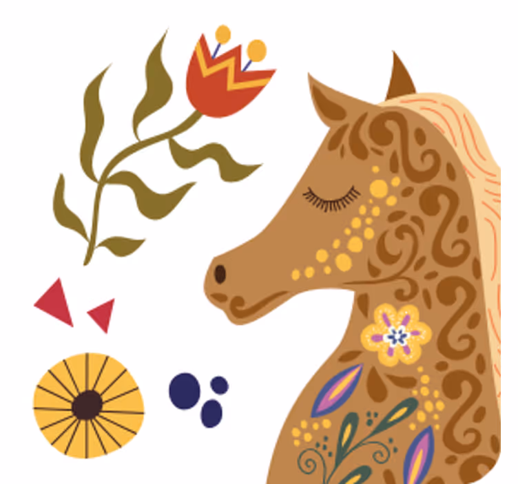 Enge onderzetters gestileerd paardenprofiel - TenStickers