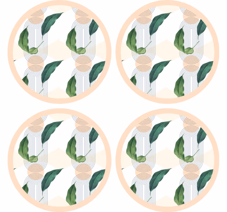Moderne onderzetters bladerig geometrisch patroon - TenStickers