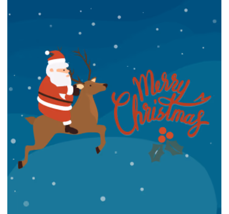 Kerst onderzetters santa op rendier - TenStickers