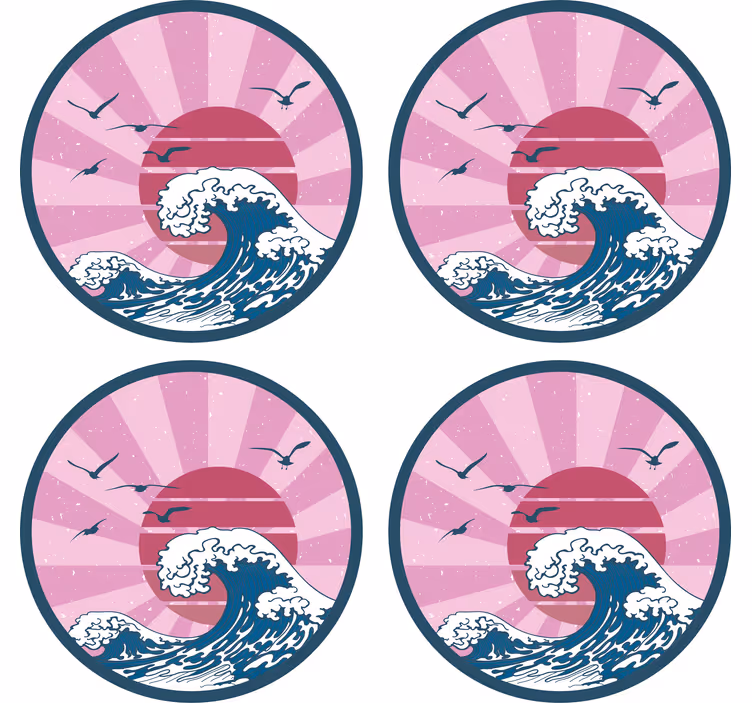Enge onderzetters retro oceaangolven ontwerp - TenStickers
