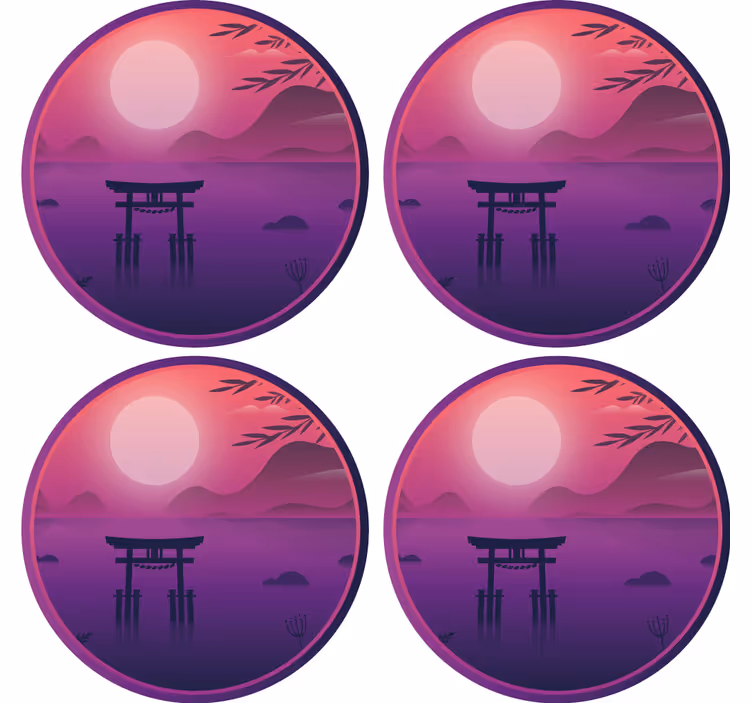 Moderne onderzetters serene zonsondergang landschap - TenStickers